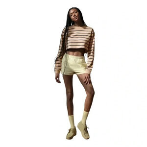 Aritzia TNA Ryer Cropped Long Sleeve Top | Striped | Small Sporty Chic Y2K